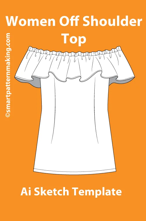 10 women's Tops/ Shirt Types: Fashion Sketch and Vector Illustrations, Flat Sketch Front and Back View Template Included