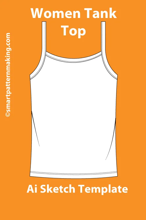 10 women's Tops/ Shirt Types: Fashion Sketch and Vector Illustrations, Flat Sketch Front and Back View Template Included