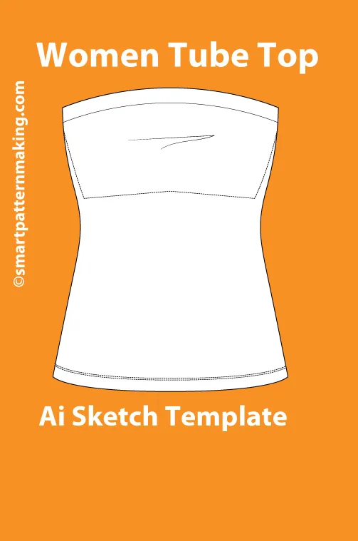 10 women's Tops/ Shirt Types: Fashion Sketch and Vector Illustrations, Flat Sketch Front and Back View Template Included