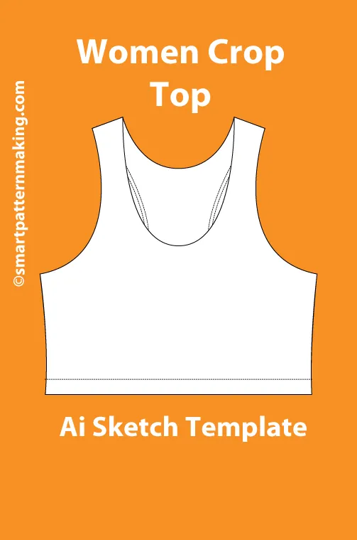 10 women's Tops/ Shirt Types: Fashion Sketch and Vector Illustrations, Flat Sketch Front and Back View Template Included