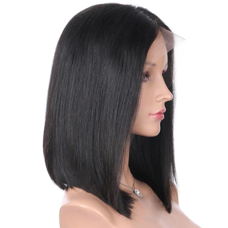 13x6 Lace Front Human Hair Bob Wigs With Baby Hair Short Straight Remy Hair Deep Part 150 density virgin wig