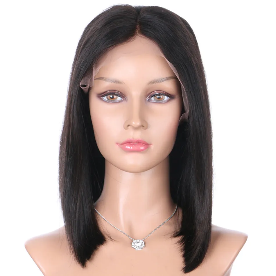 13x6 Lace Front Human Hair Bob Wigs With Baby Hair Short Straight Remy Hair Deep Part 150 density virgin wig