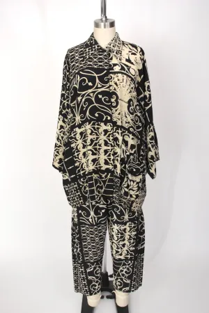 1990s Timney Fowler Silk Printed Pant Set