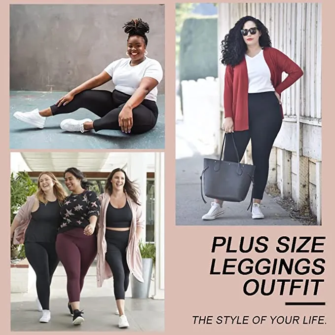 2 Pack Plus Size Leggings with Pockets for Women