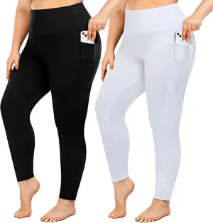 2 Pack Plus Size Leggings with Pockets for Women