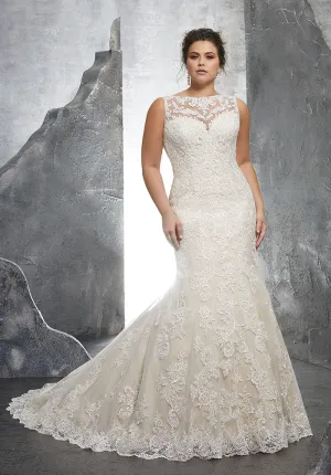 2018 Plus Size Lace Mermaid Wedding Dresses with Bateau Neckline