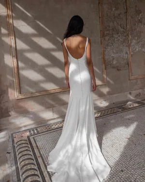 2021 Simple Wedding Dresses New Silk Satin Sexy Backless Mermaid Wedding Gown