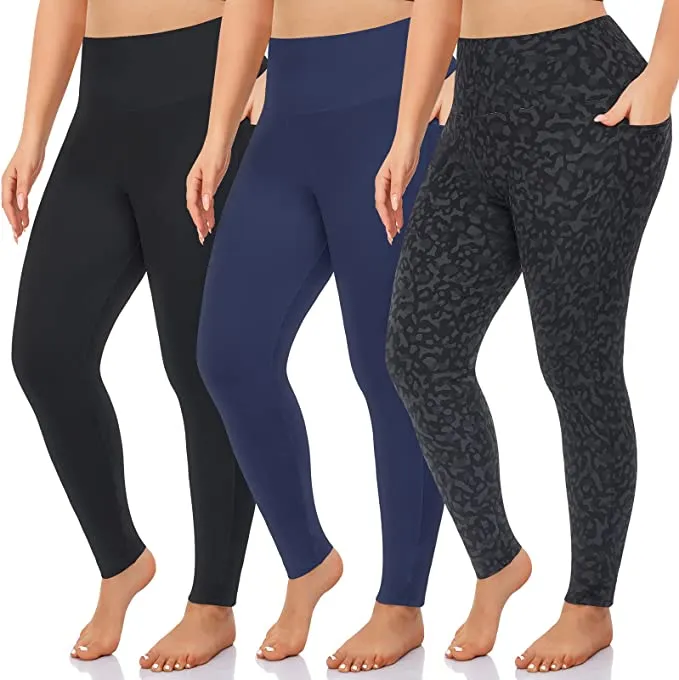 3 Pack Cool Set Plus Size Leggings with Pockets for Women