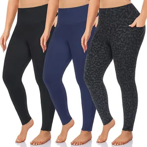 3 Pack Cool Set Plus Size Leggings with Pockets for Women