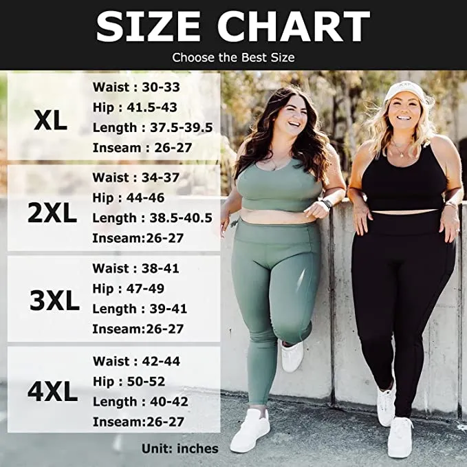 3 Pack Cool Set Plus Size Leggings with Pockets for Women