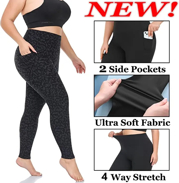 3 Pack Cool Set Plus Size Leggings with Pockets for Women