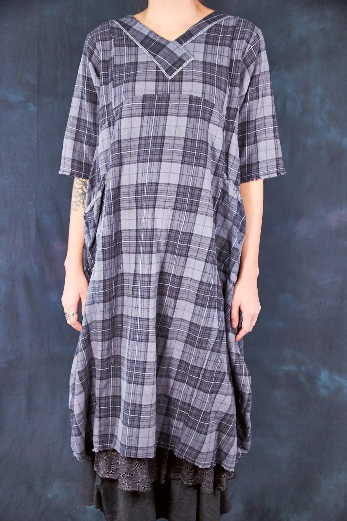 7208B Blue Moon Dress Grey Plaid Flannel-P