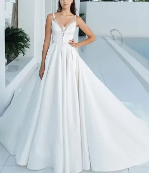 A-line With Chapel Train Plus Size Bridal Dress