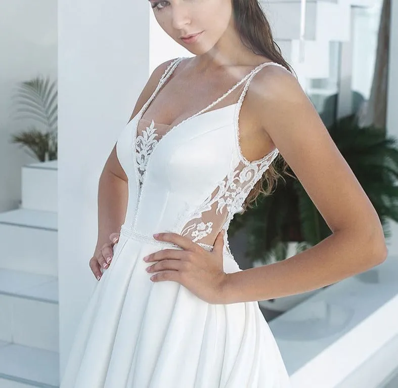 A-line With Chapel Train Plus Size Bridal Dress