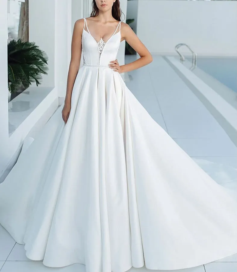 A-line With Chapel Train Plus Size Bridal Dress