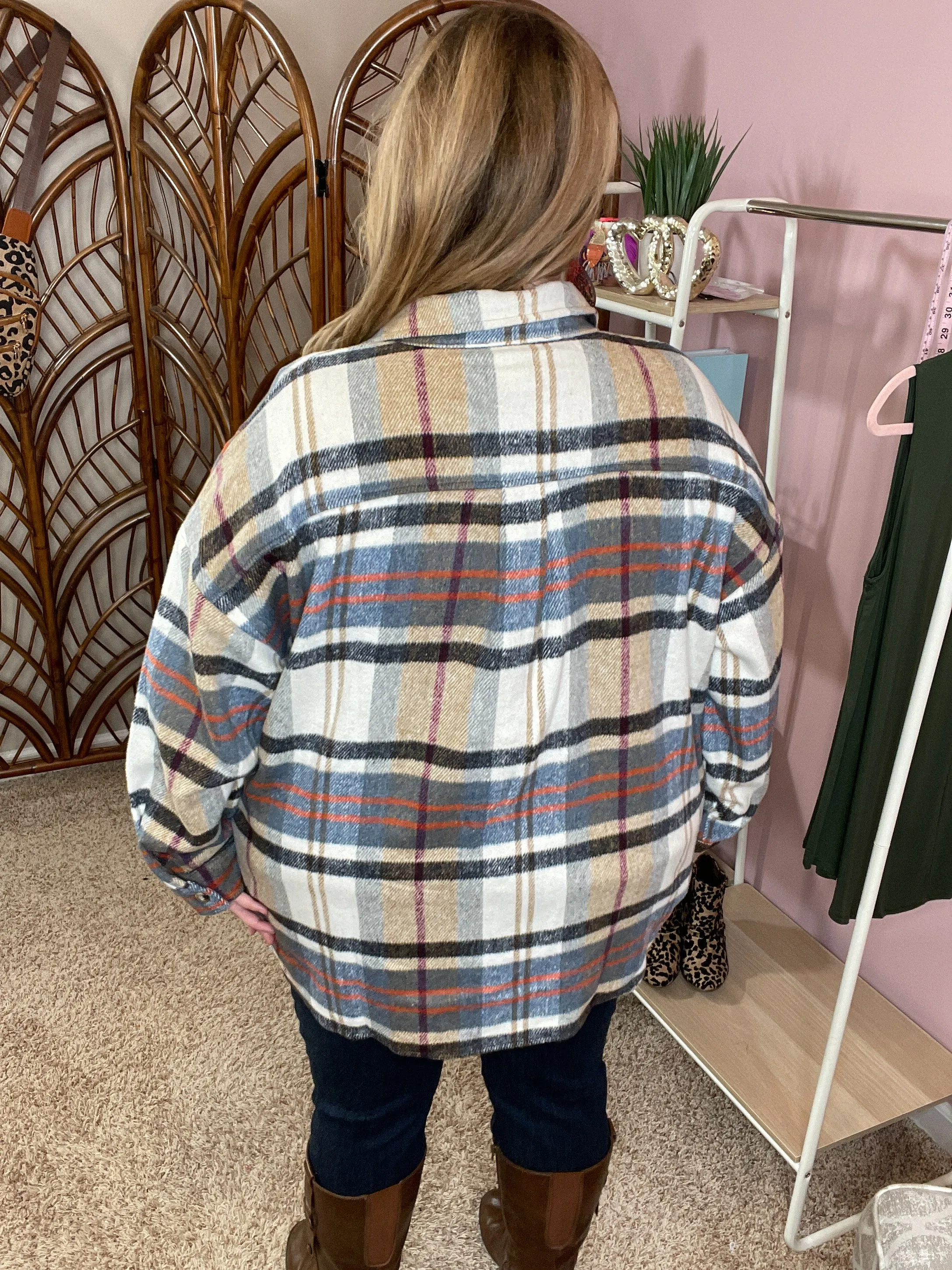A Little Spunk Plaid Shacket - Taupe Mix