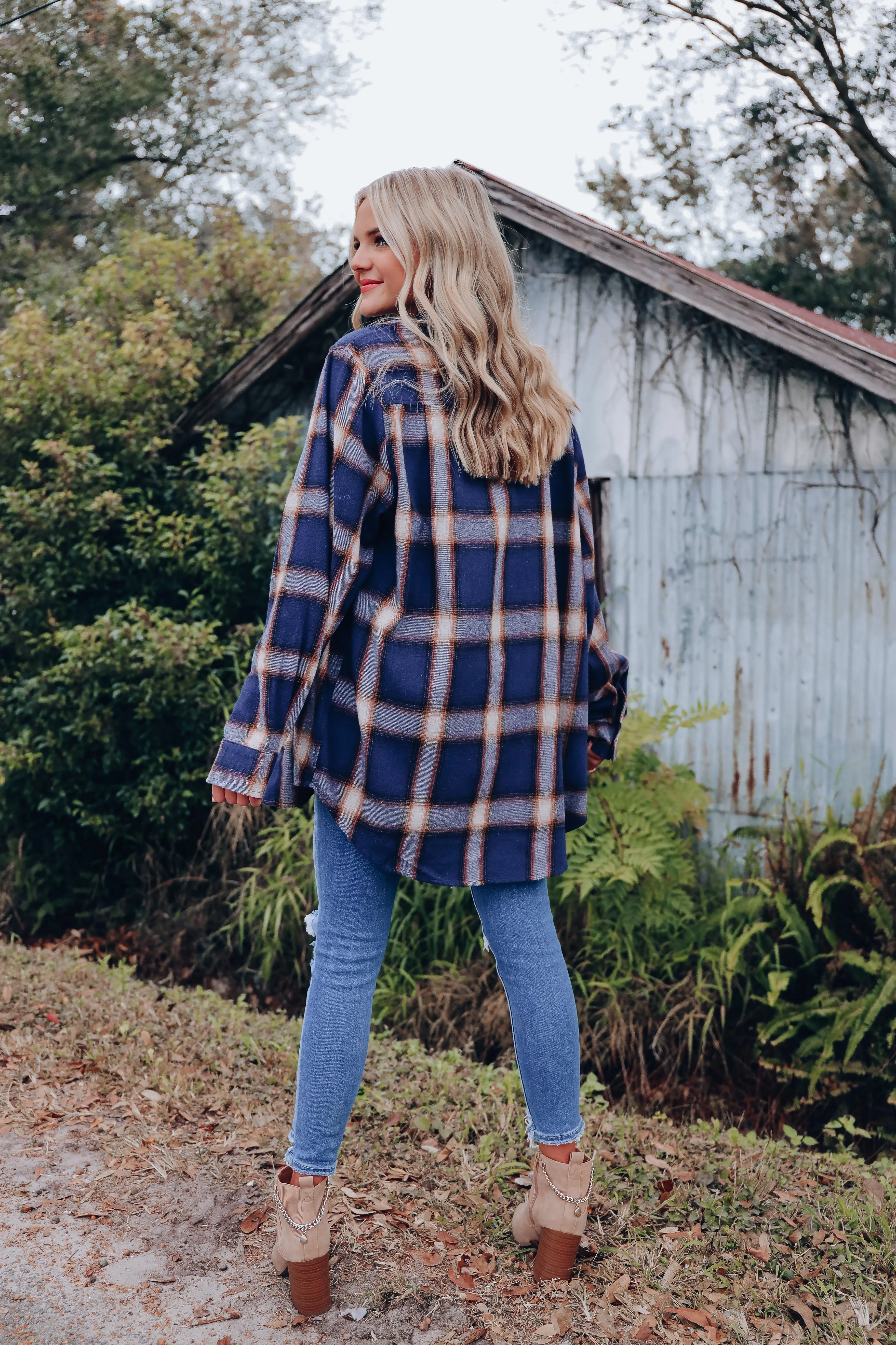 A Touch Of Plaid Flannel Shirt - Navy