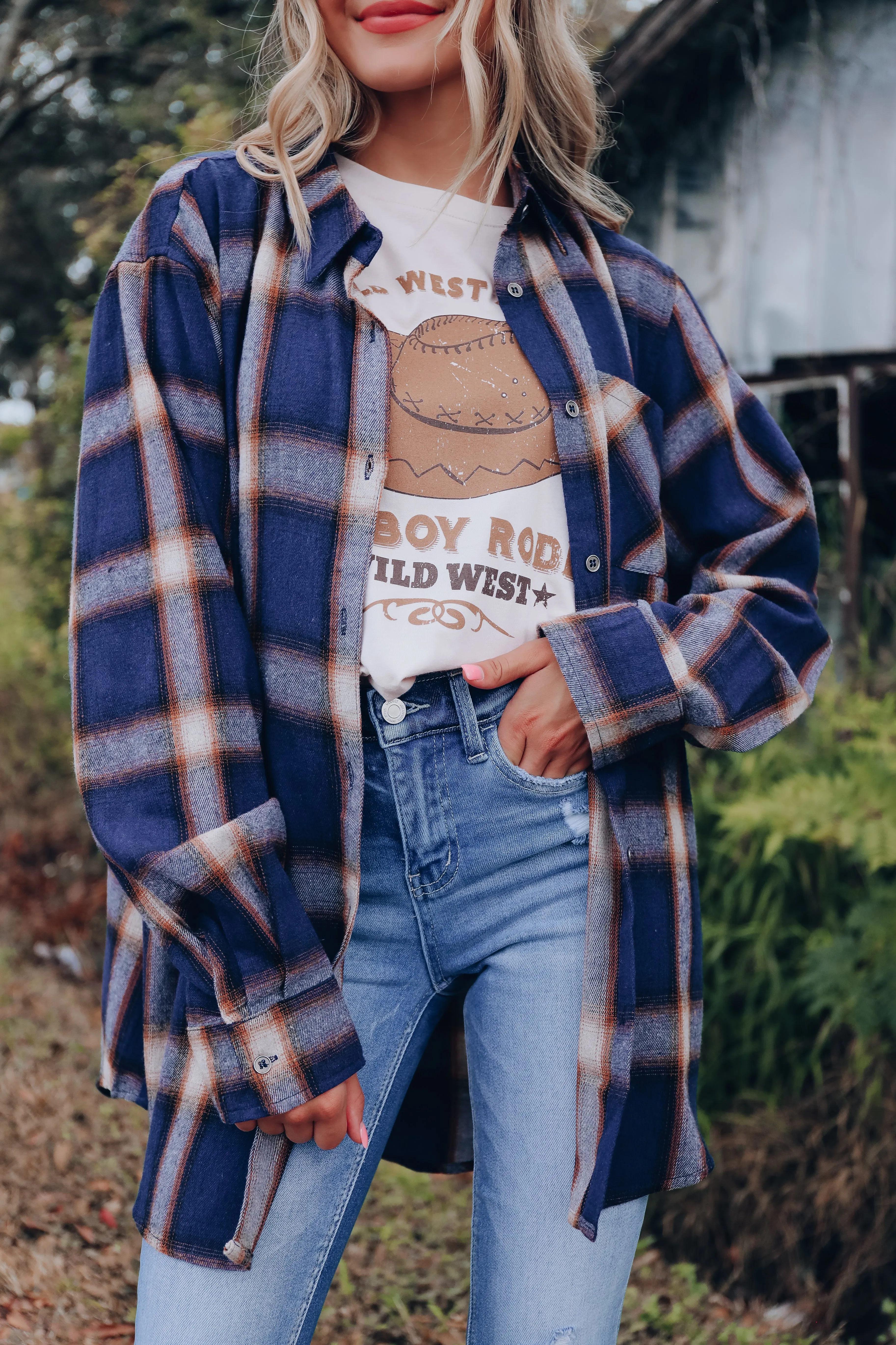 A Touch Of Plaid Flannel Shirt - Navy