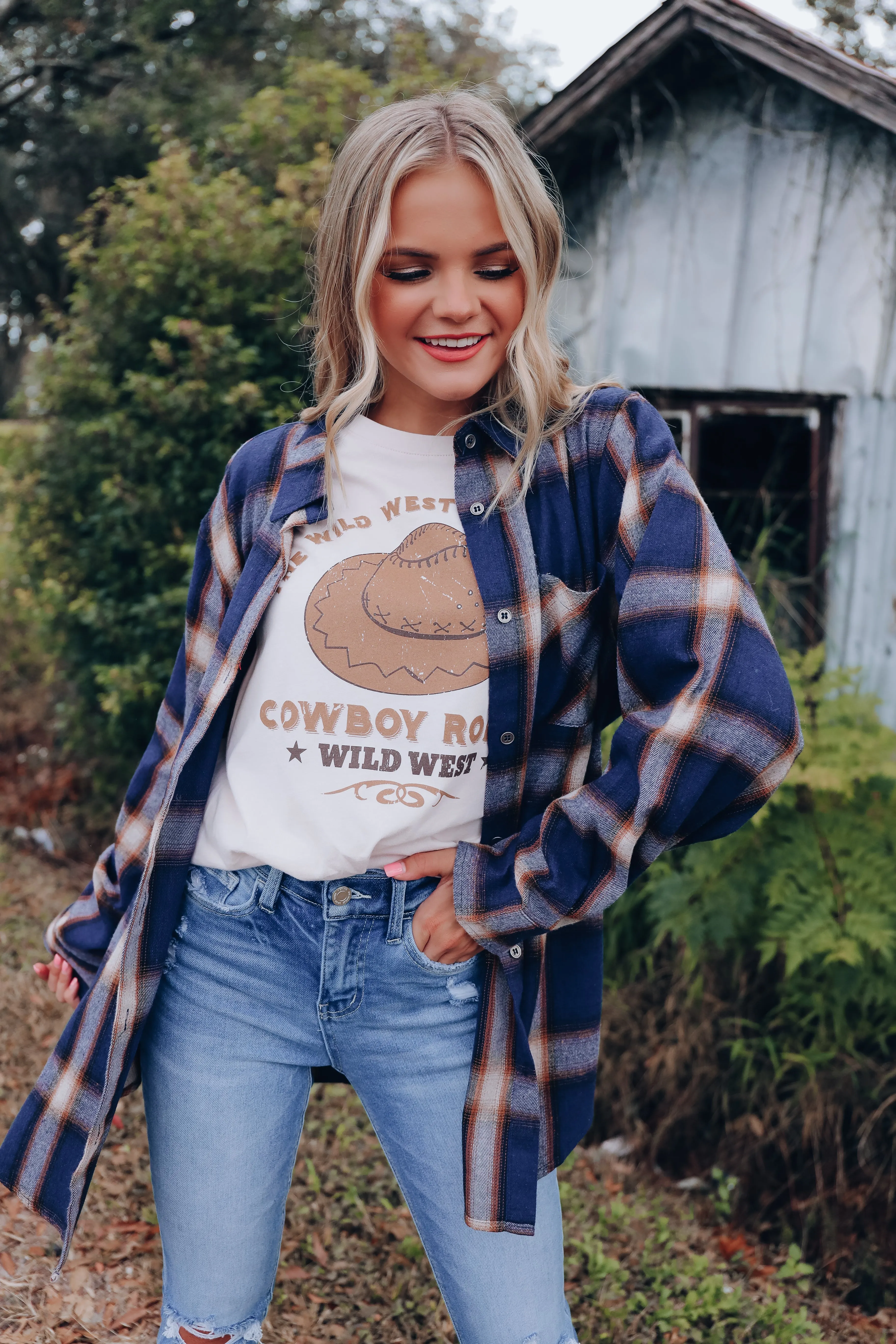 A Touch Of Plaid Flannel Shirt - Navy