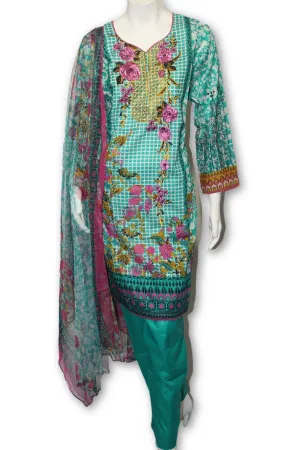 A15   Pakistani Indian Fine Design 3 Pcs Embroidered  Lawn Suit