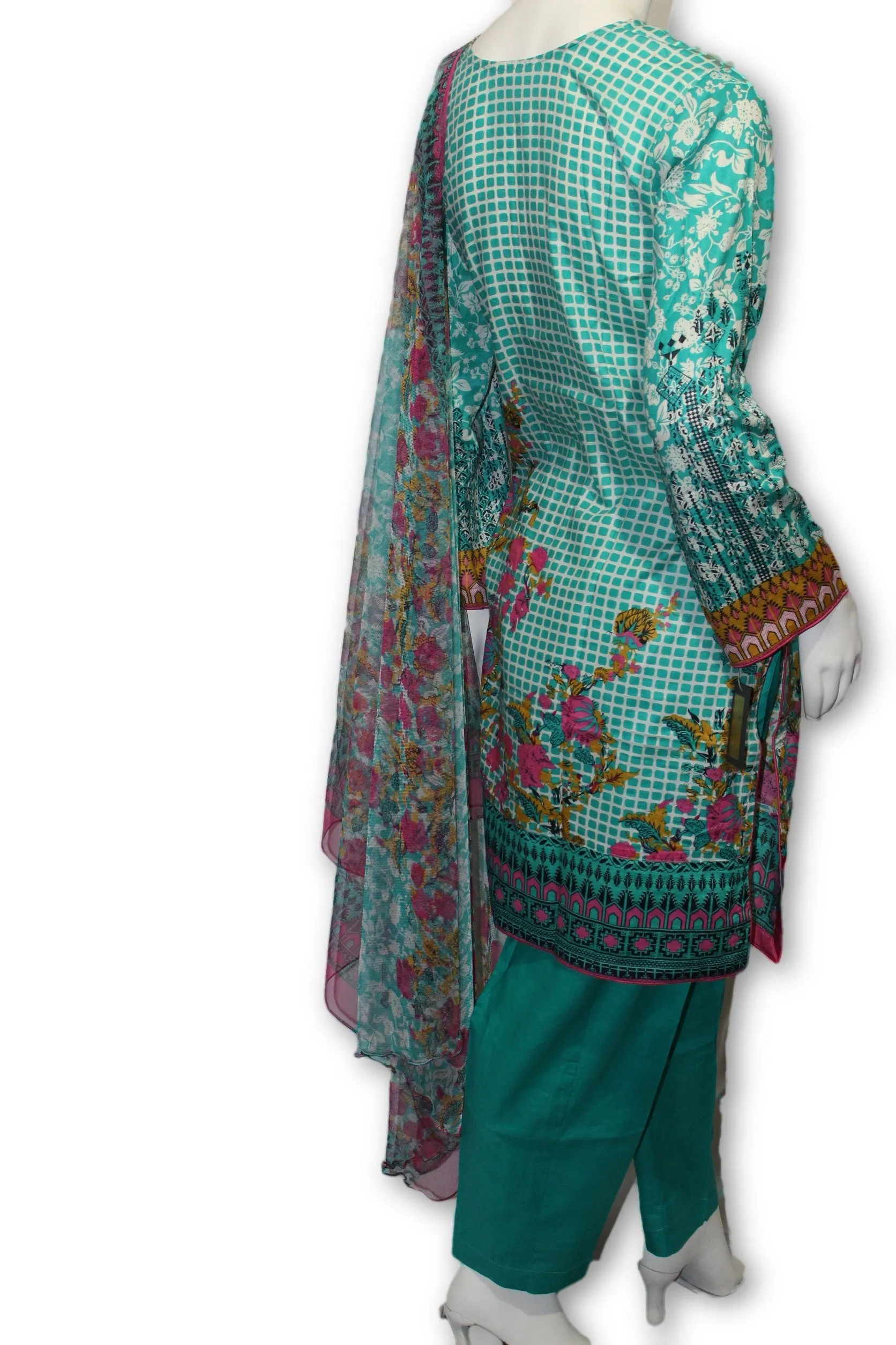A15   Pakistani Indian Fine Design 3 Pcs Embroidered  Lawn Suit