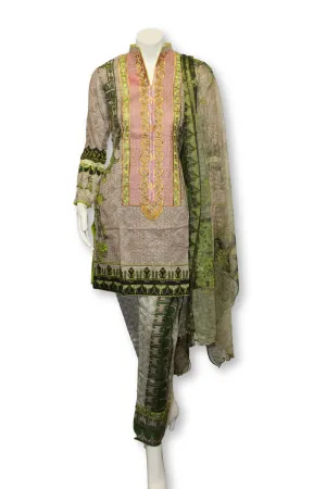 A18 Pakistani Indian Fine Design 3 Pcs Embroidered  Lawn Suit