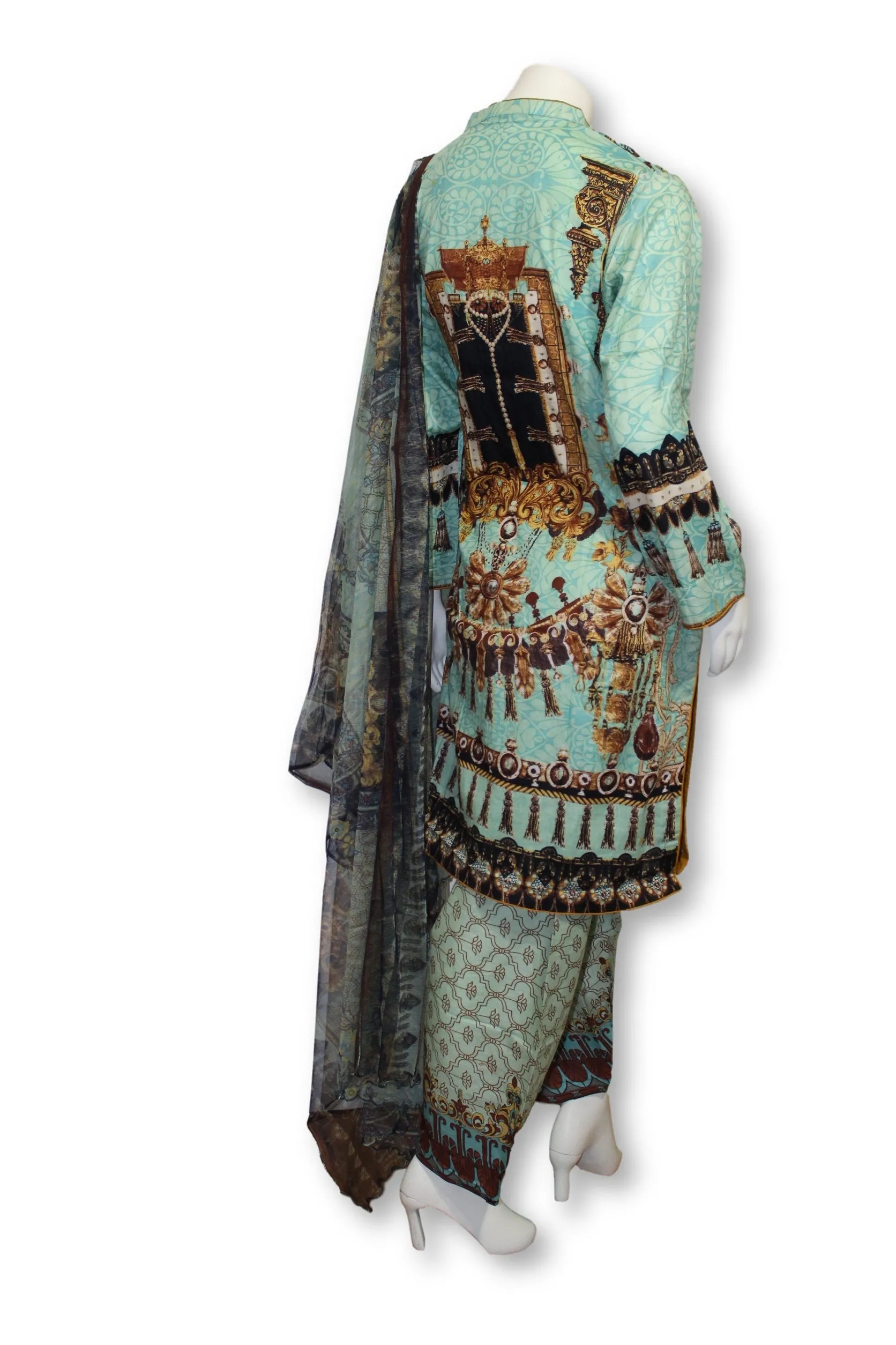 A18 Pakistani Indian Fine Design 3 Pcs Embroidered  Lawn Suit