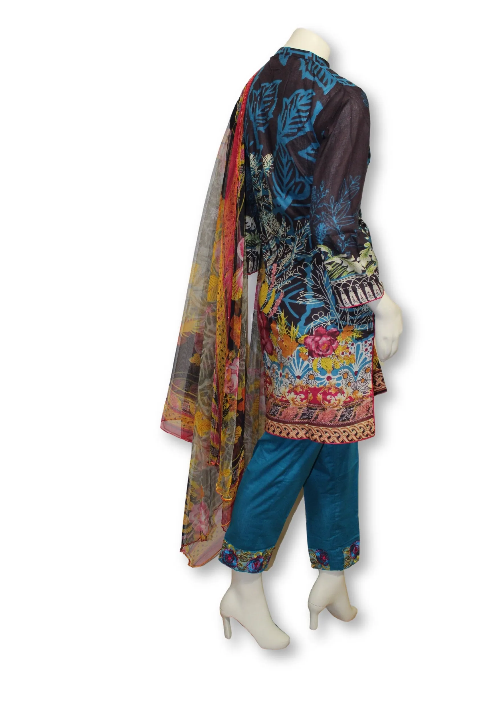 A26 Pakistani Indian Fine Design 3 Pcs Embroidered  Lawn Suit