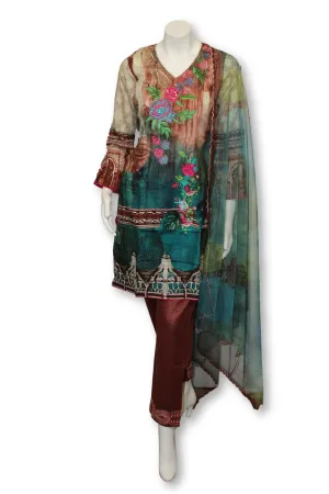 A29 Pakistani Indian Fine Design 3 Pcs Embroidered  Lawn Suit
