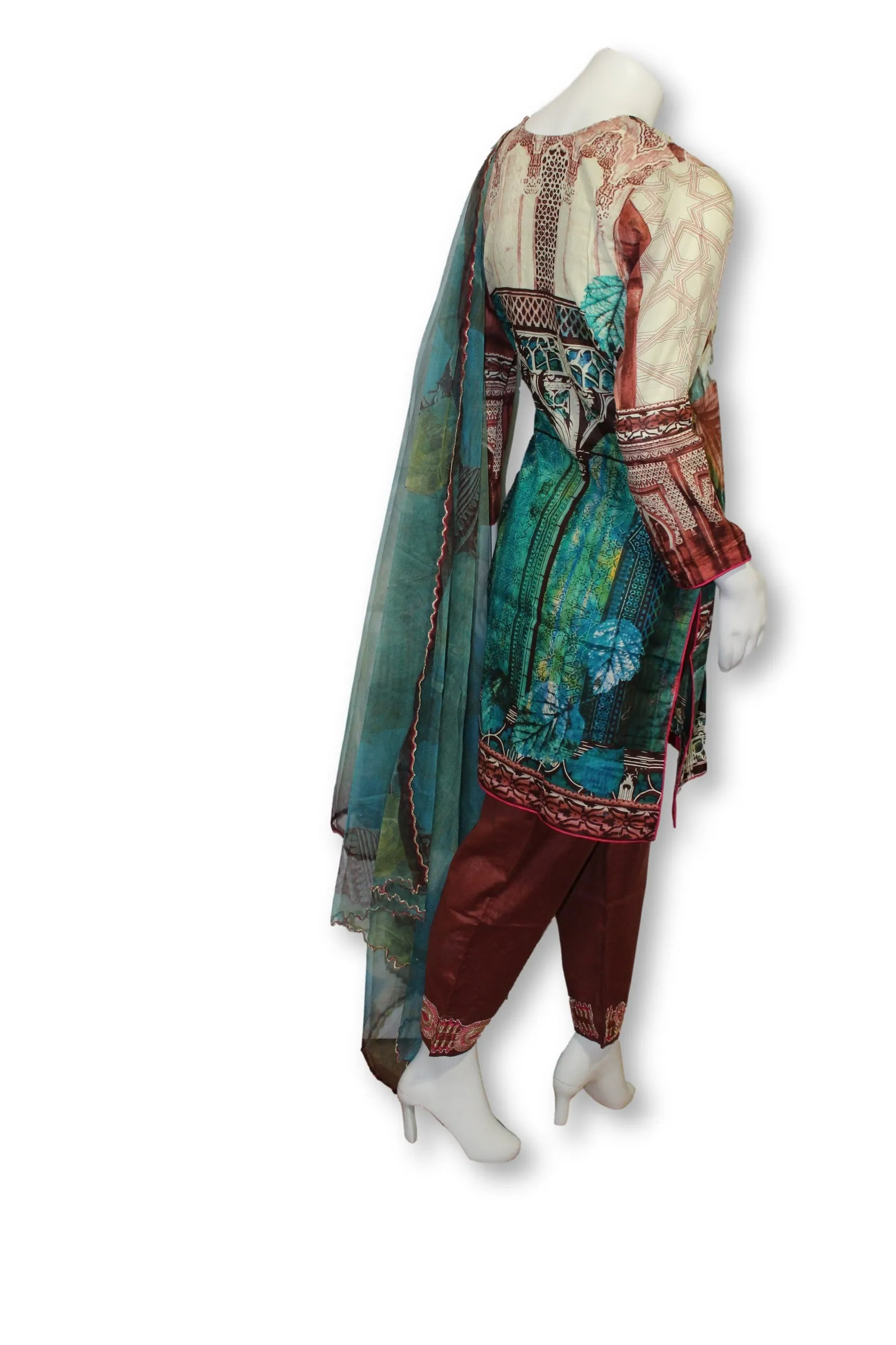 A29 Pakistani Indian Fine Design 3 Pcs Embroidered  Lawn Suit