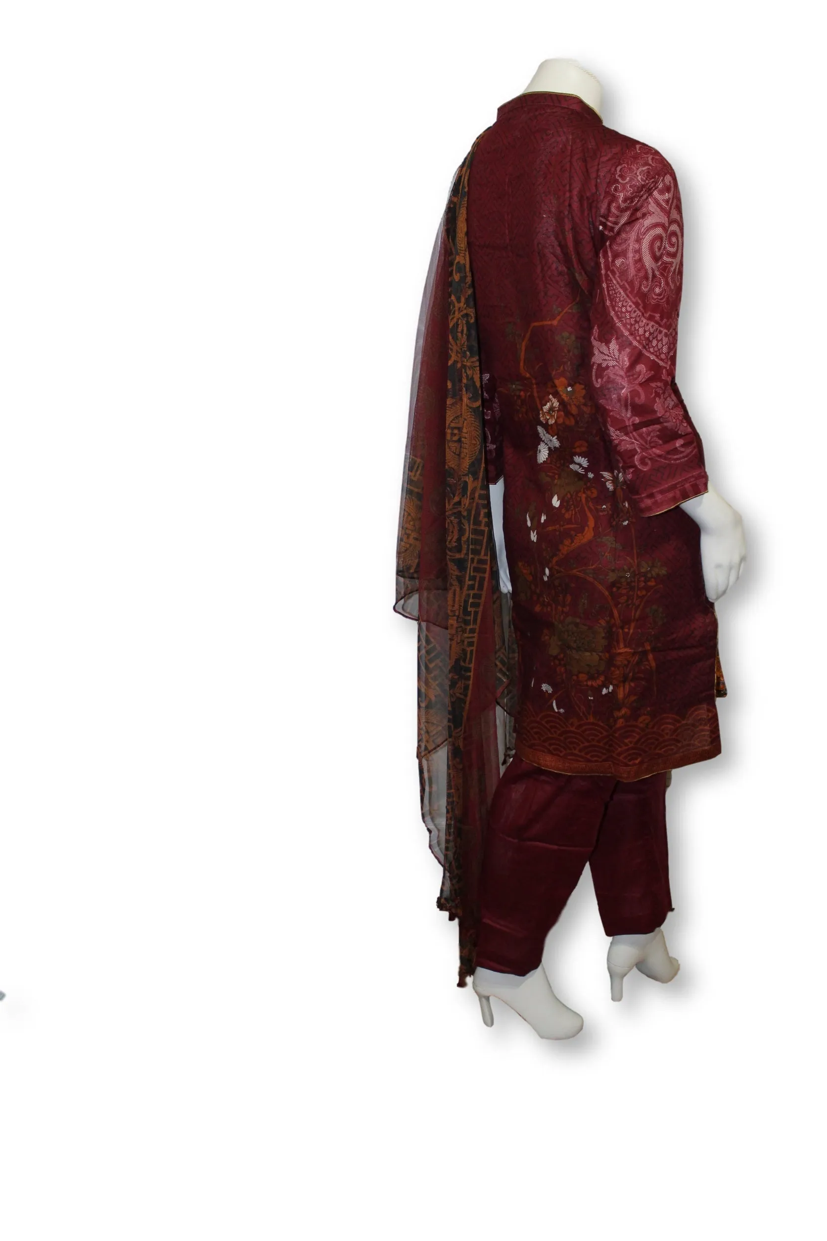 A33 Pakistani Indian Fine Design 3 Pcs Embroidered  Lawn Suit