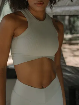 ABS SEAMLESS CROP TOP - PISTACHIO GRAY