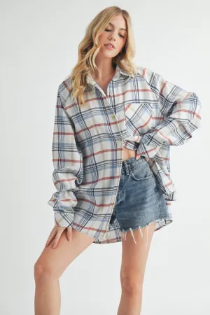 Aemi   Co Plaid Button Up Flannel Shirt with Chest Pocket