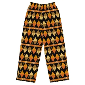 African Tribal Print Unisex Wide-Leg Pants - Earthy