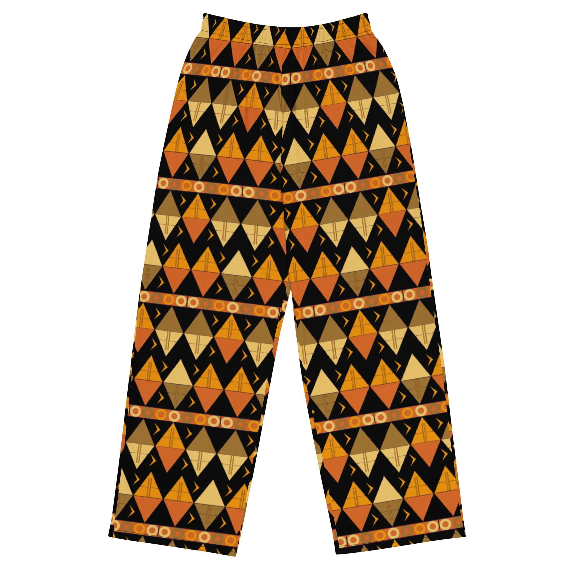 African Tribal Print Unisex Wide-Leg Pants - Earthy