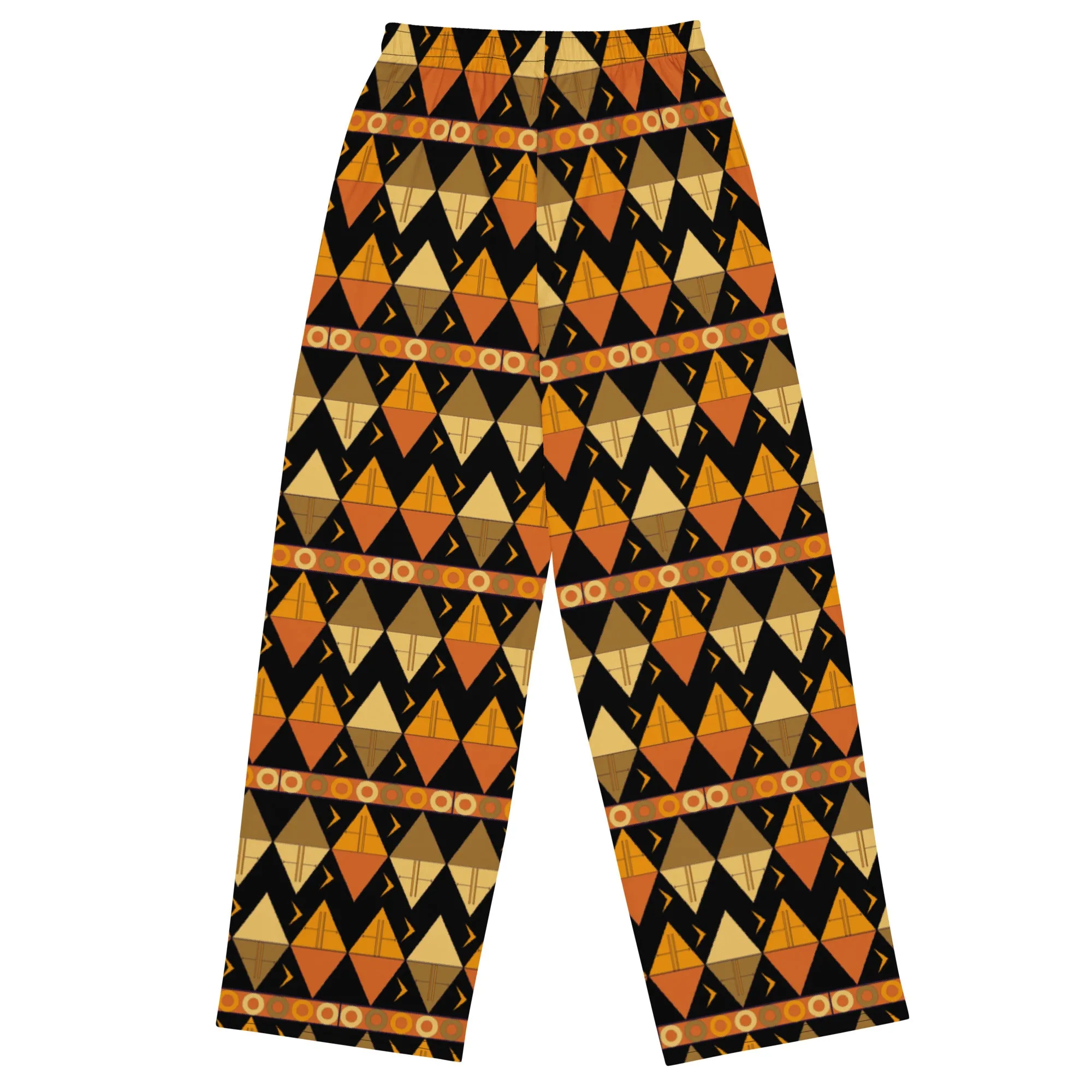 African Tribal Print Unisex Wide-Leg Pants - Earthy