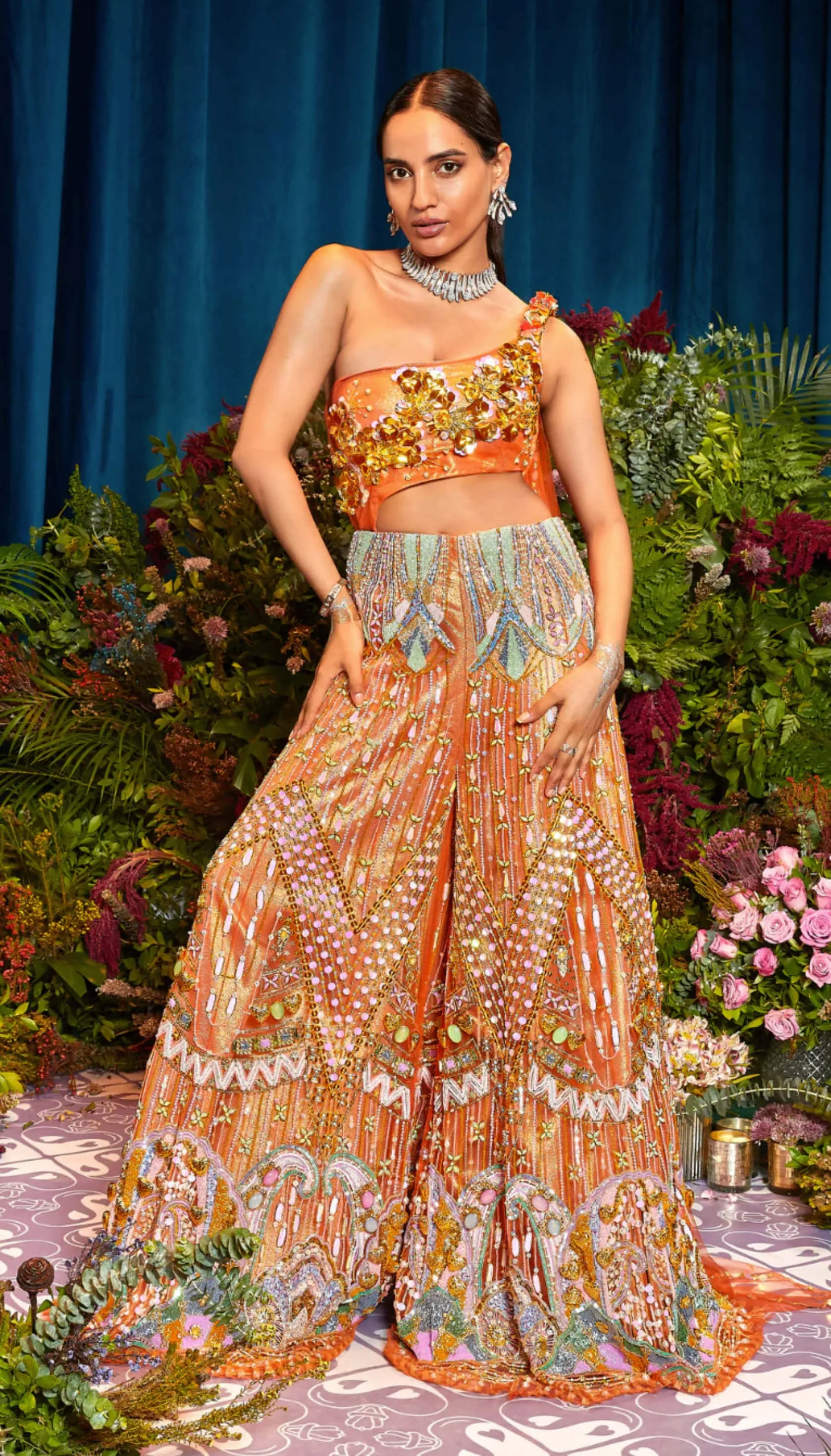 Agatha brick brown jumpsuit and dupatta
