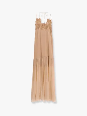 Alberta Ferretti Satin Long Dress With Silk Skirt