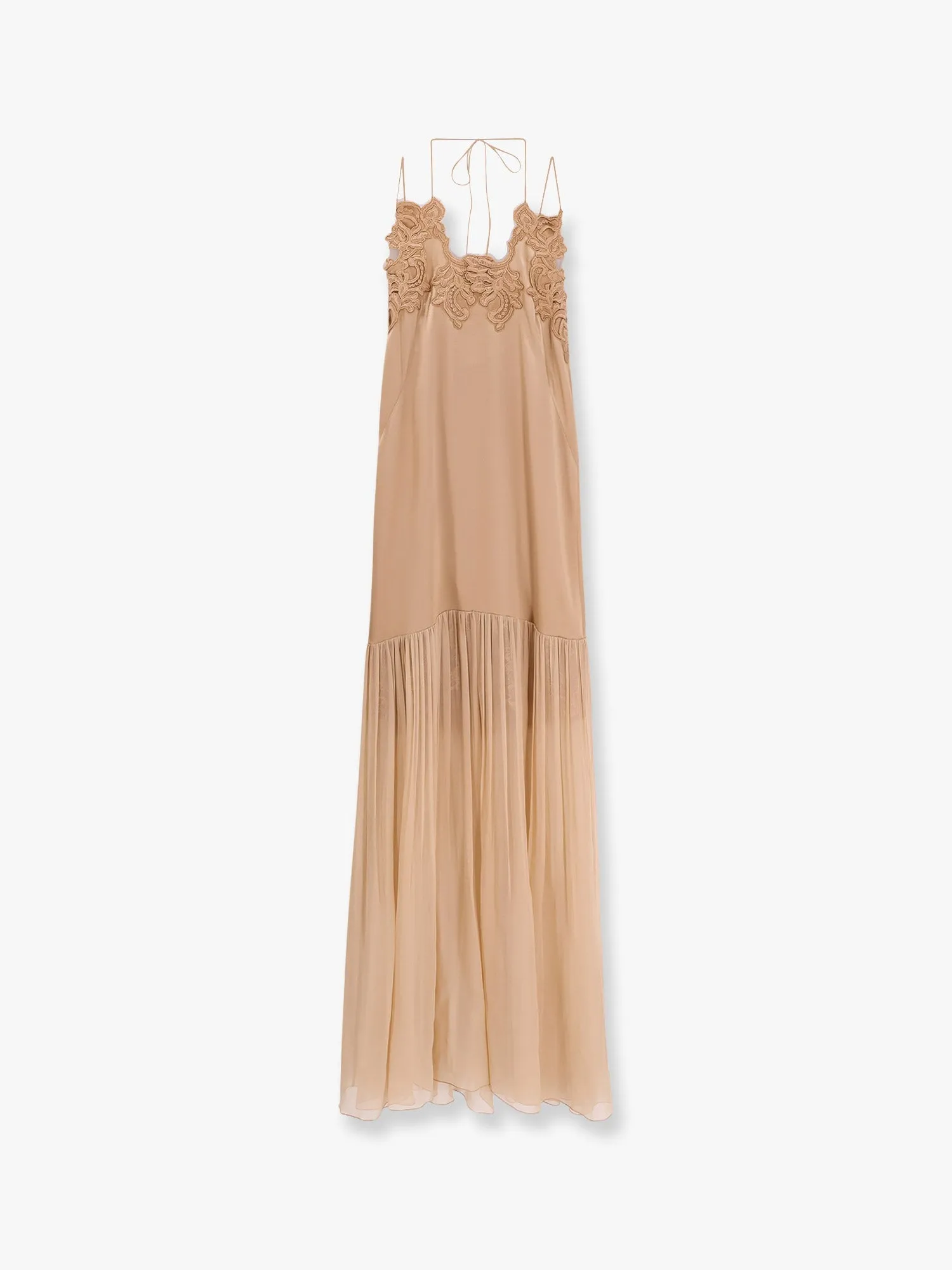 Alberta Ferretti Satin Long Dress With Silk Skirt