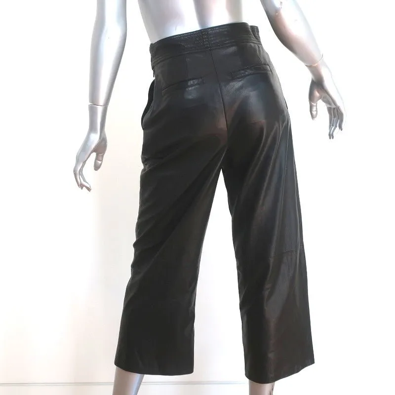 A.L.C. Leather Gaucho Pants Black Size 2 Tabor Cropped Trousers