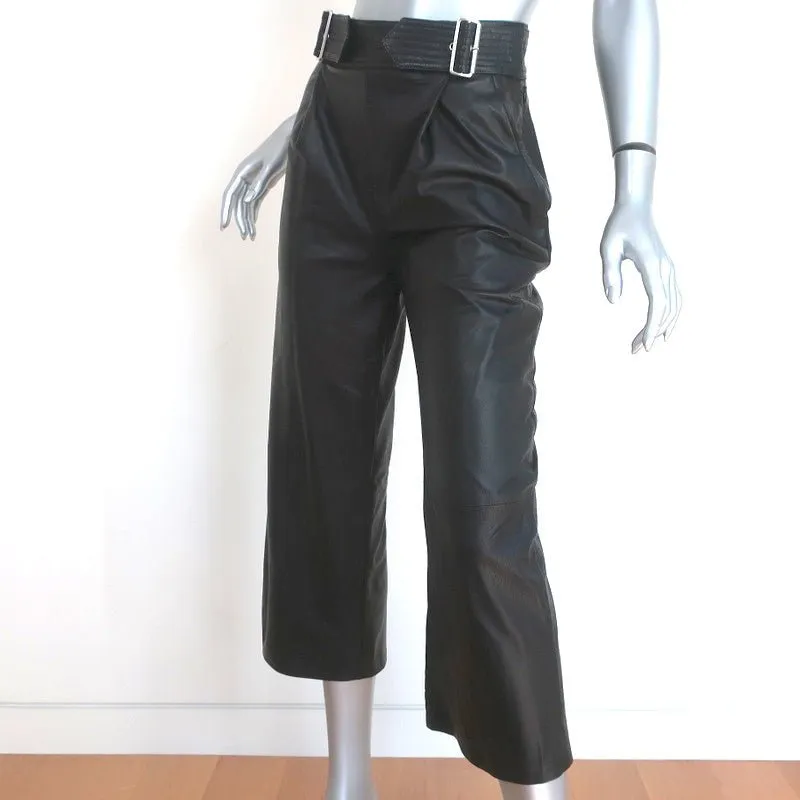 A.L.C. Leather Gaucho Pants Black Size 2 Tabor Cropped Trousers