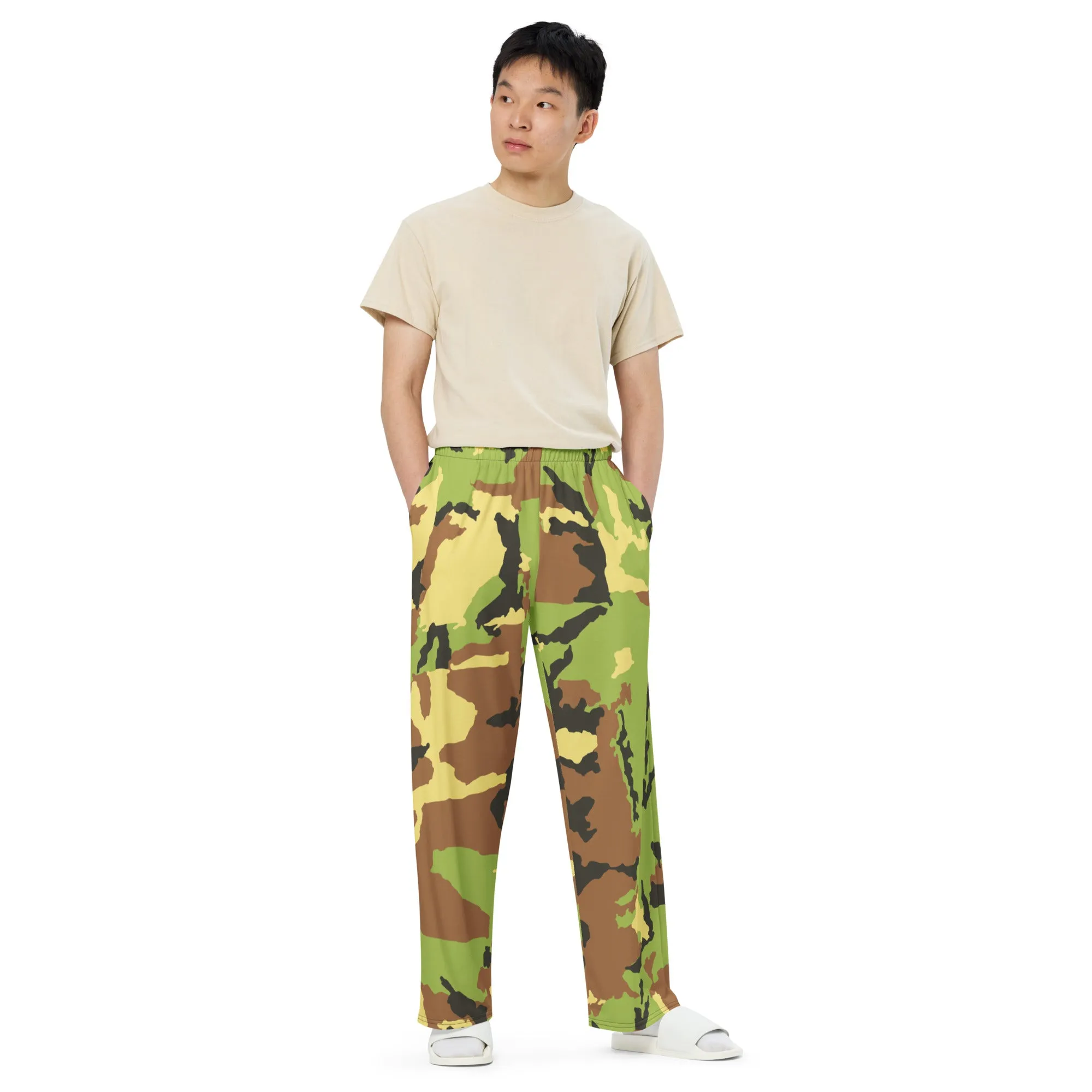 All-over print unisex wide-leg pants, Military Pants, Relaxing Pants, S to 3 XL