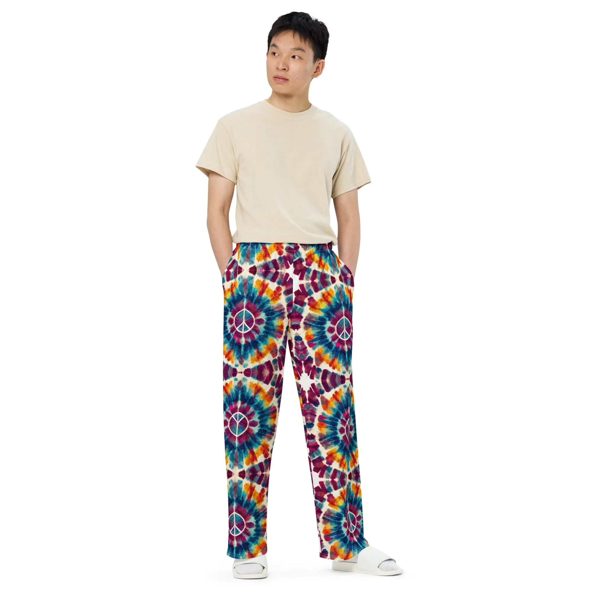 All-over print unisex wide-leg pants, Stylish- Relax pants, Back to School