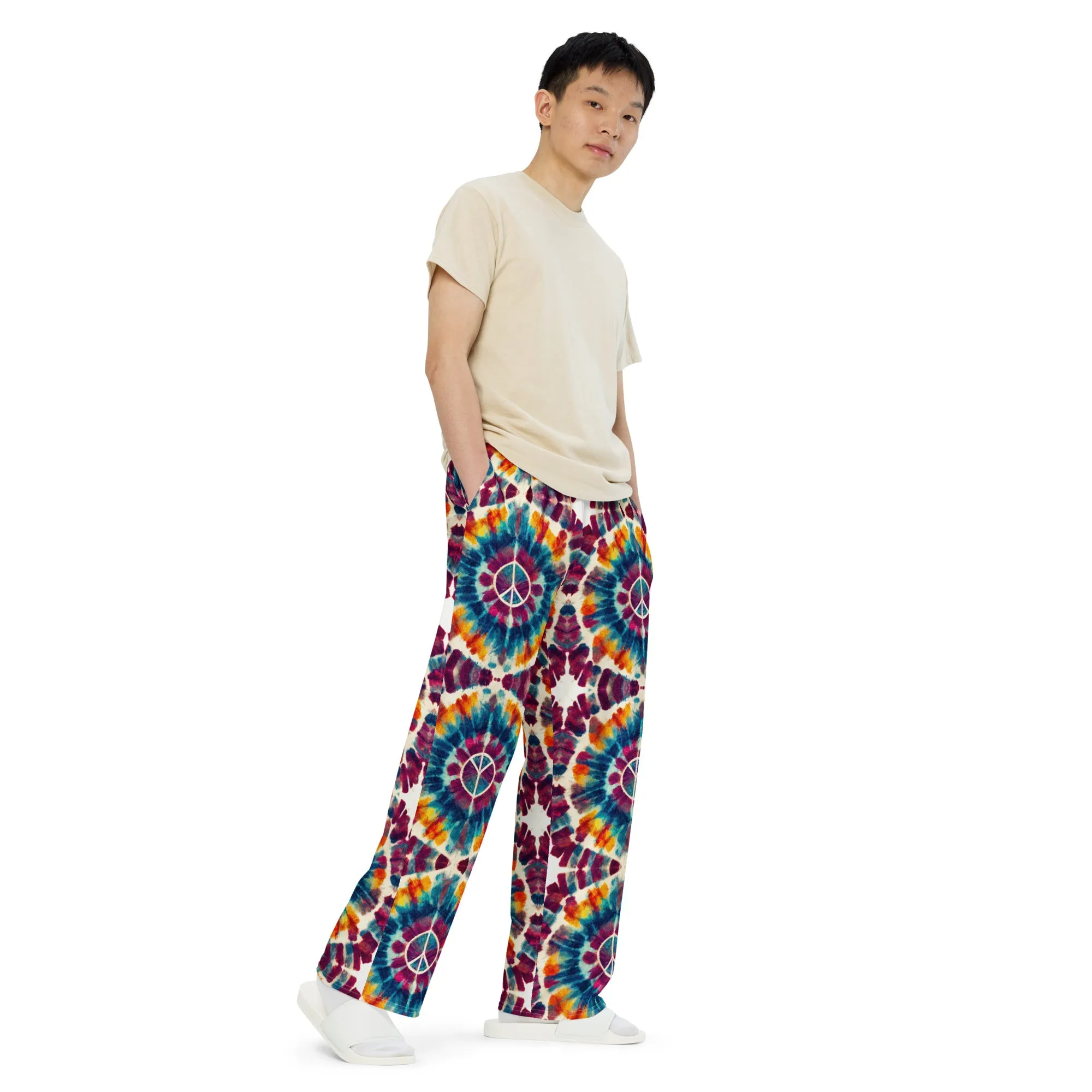All-over print unisex wide-leg pants, Stylish- Relax pants, Back to School