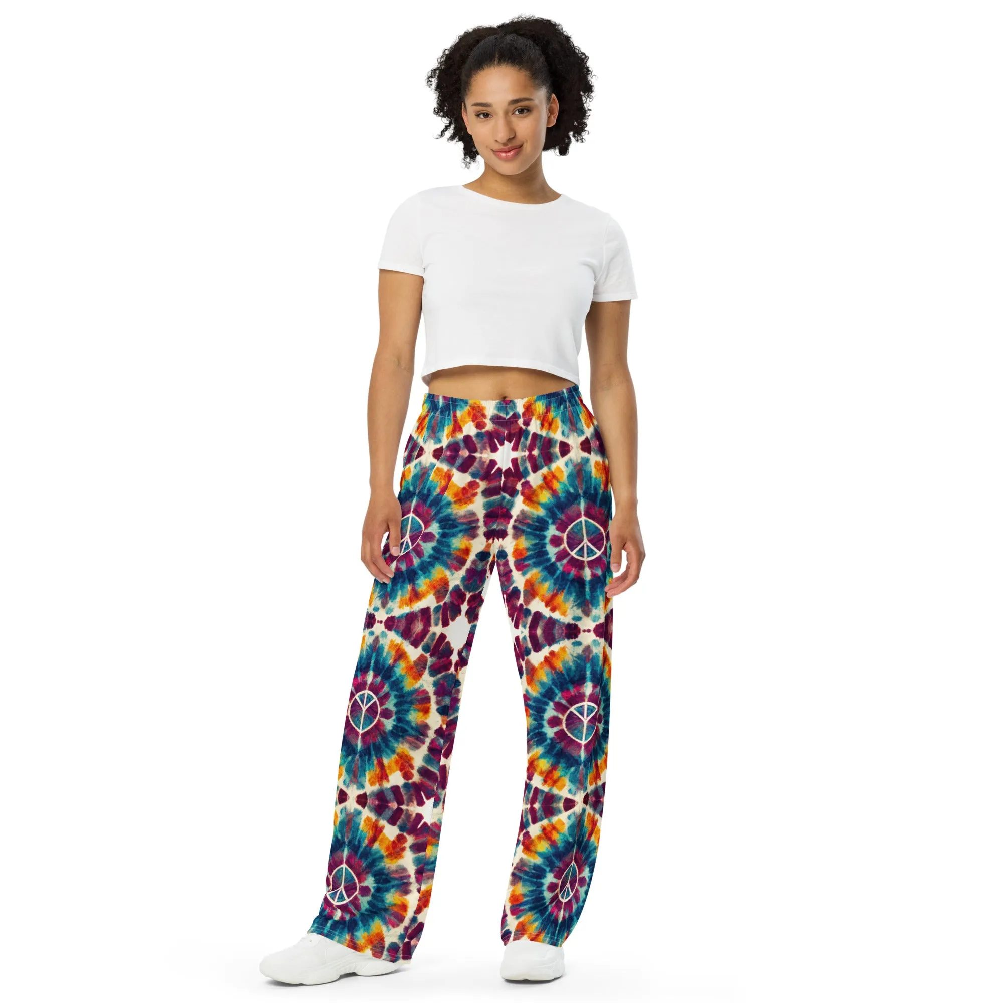 All-over print unisex wide-leg pants, Stylish- Relax pants, Back to School