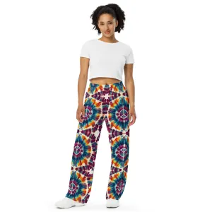 All-over print unisex wide-leg pants, Stylish- Relax pants, Back to School