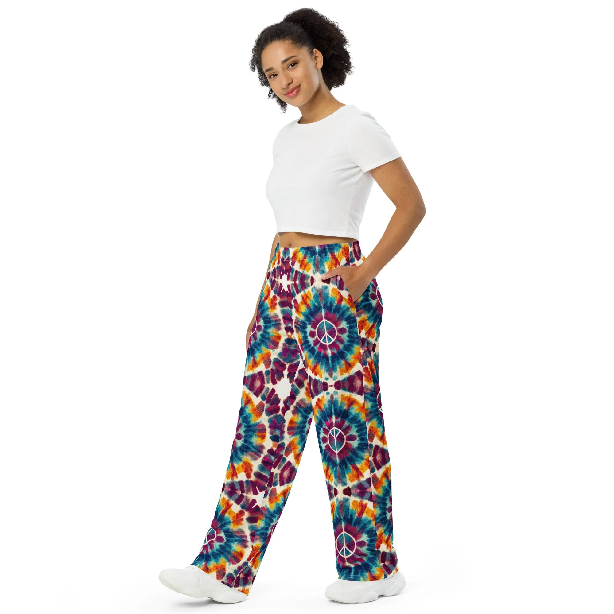 All-over print unisex wide-leg pants, Stylish- Relax pants, Back to School