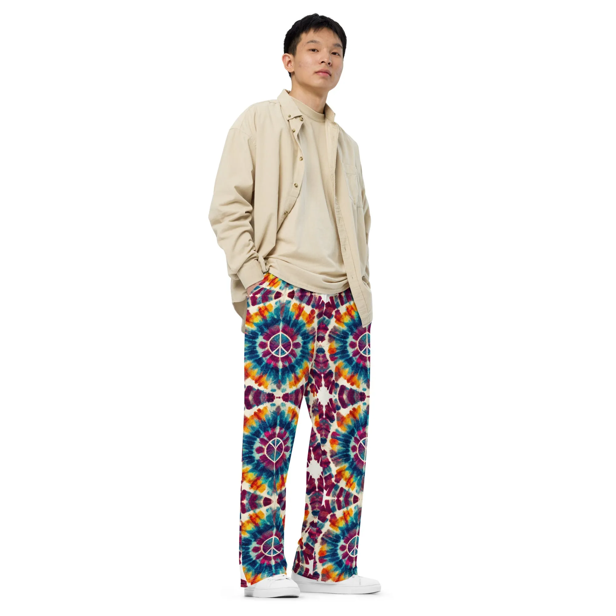 All-over print unisex wide-leg pants, Stylish- Relax pants, Back to School