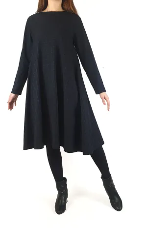 Alpha 60 Navy check print long sleeve dress size S