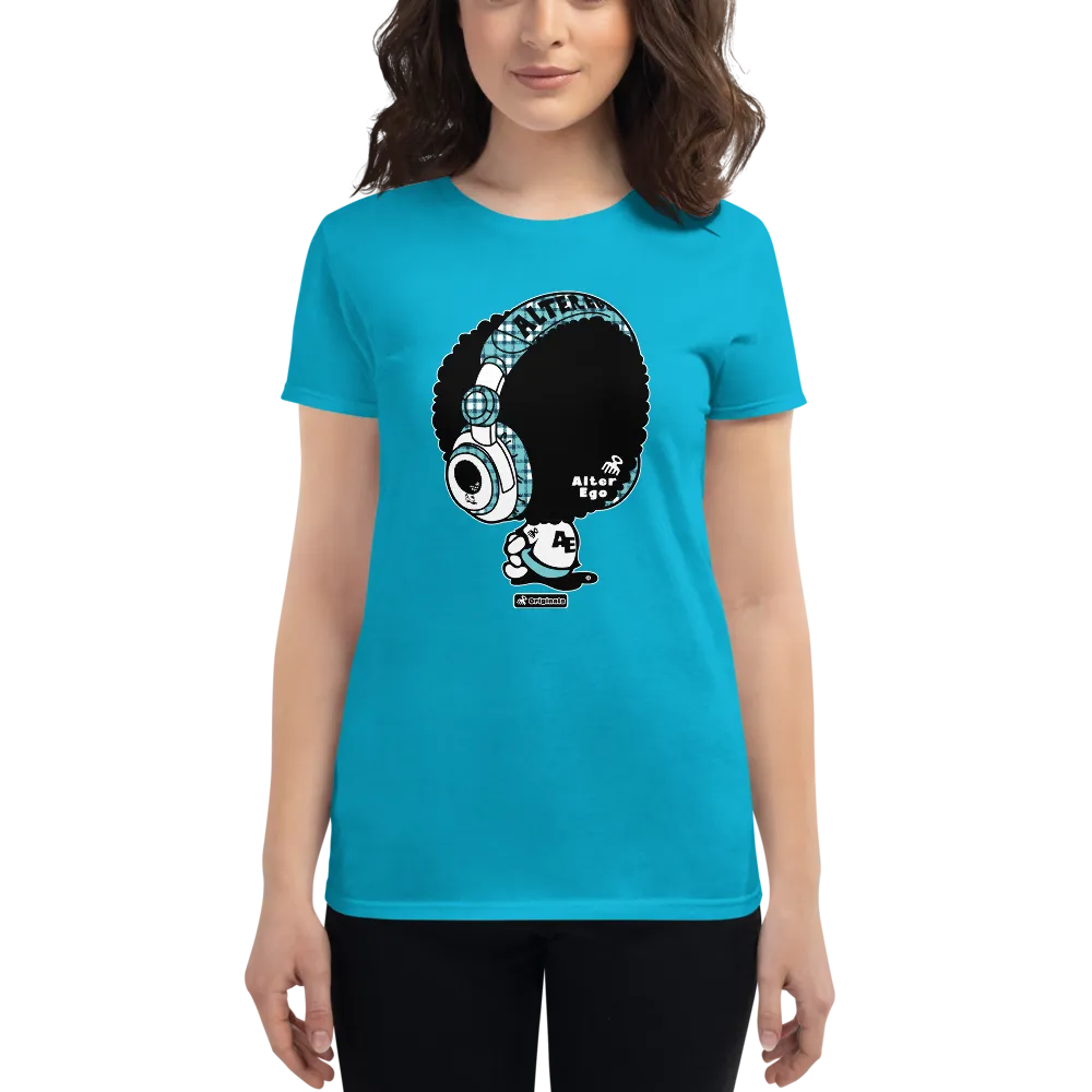 Alter Ego Hawaii Headphone Plaid Womens t-shirt